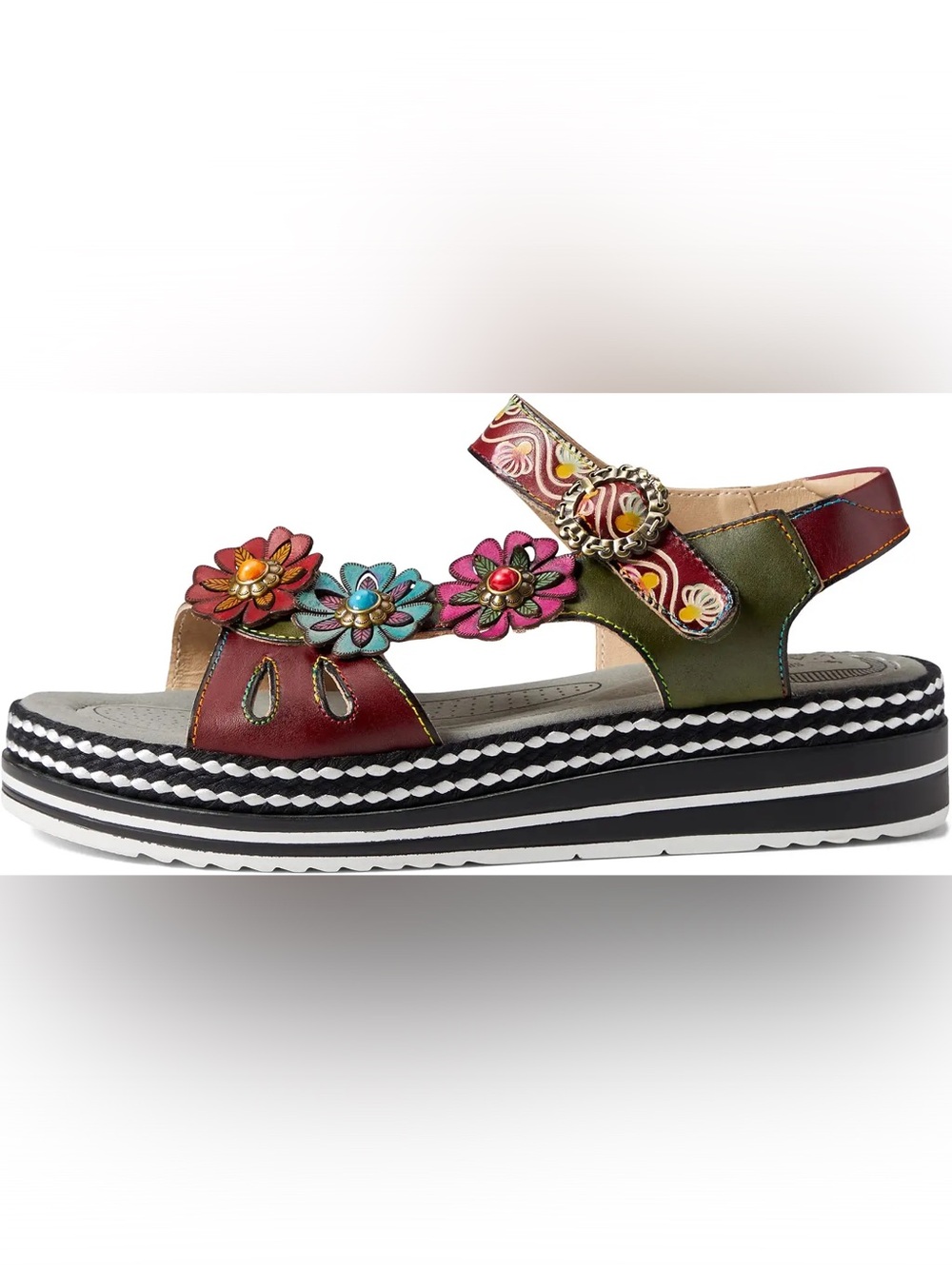 Spring Step L’Artiste Laga Multicolor Floral Leather Platform Sandal